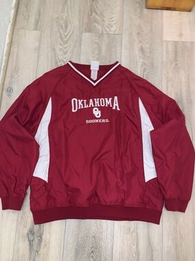 Vintage Red Oak Oklahoma Sooners Crimson Pullover Windbreaker Size: Large